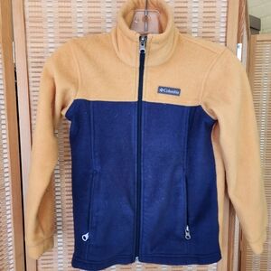 Columbia Kids' Two-Tone Fleece Jacket in Navy and Mustard